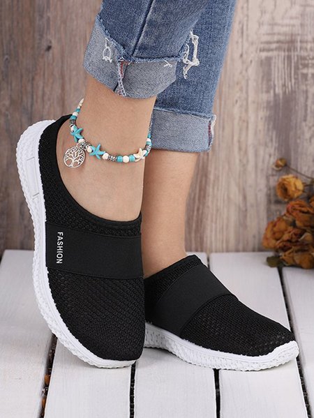Breathable Mesh Fabric Slip On Mule Sneakers, Black, Sneakers
