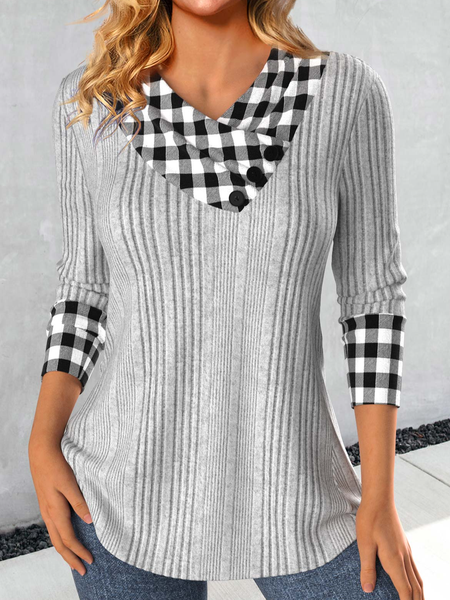 Casual Regular Fit Buckle Shirt, Gray, Shirts & Blouses