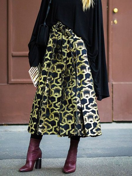 Daily Geometric Urban Regular Fit Skirt, Black, Skirts 
Daily Geometric Urban Regular Fit Skirt, Black, Skirts