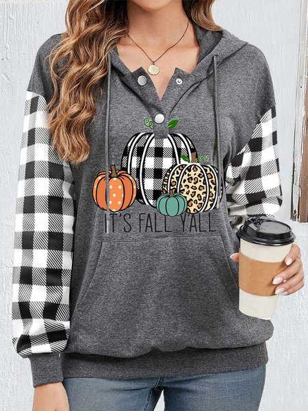 Loose Pocket Stitching Hoodie Casual Hoodie, Gray, Sweatshirts & Hoodies