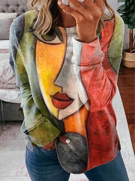 Plus Size Casual Face Crew Neck Loose Sweatshirt, Multicolor, Hoodies&Sweatshirts
Plus Size Casual Face Crew Neck Loose Sweatshirt, Multicolor, Hoodies&Sweatshirts