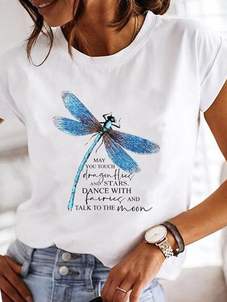 Casual Jersey Crew Neck T-Shirt, White, T-shirts