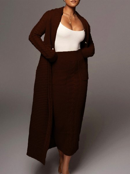 Lapel Collar Urban Plain Long Sleeve Cardigan, As picture, Cardigans
Lapel Collar Urban Plain Long Sleeve Cardigan, As picture, Cardigans