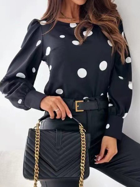 V Neck Casual Loose Shirt, Black, Shirts & Blouses