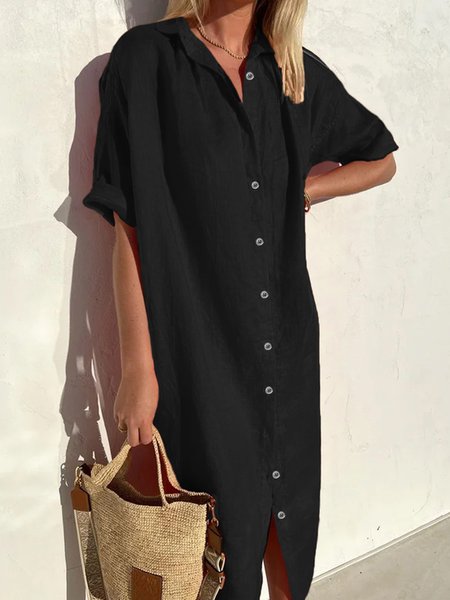 JFN Cotton & Linen Shirt Dress Half Sleeve Dress Maxi Button Down Dresses Spring Summer, Black, Casual Dresses
JFN Cotton & Linen Shirt Dress Half Sleeve Dress Maxi Button Down Dresses Spring Summer, Black, Casual Dresses