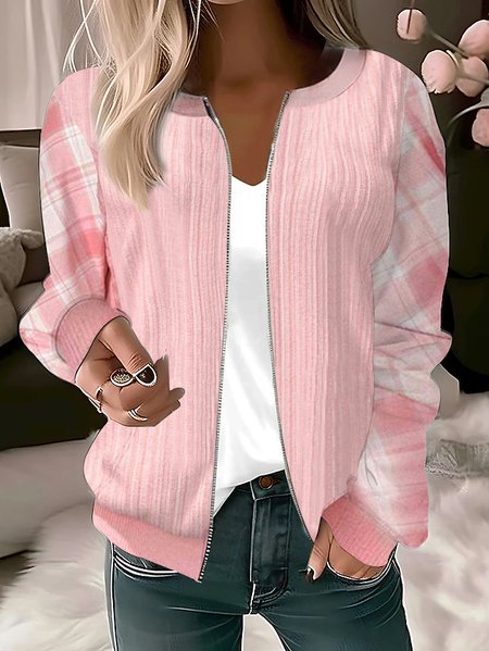 Split Joint Casual Loose Jacket, Pink, Jackets