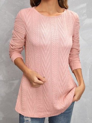 Knitted Casual Plain Crew Neck T-Shirt, Pink, T-Shirts
Knitted Casual Plain Crew Neck T-Shirt, Pink, T-Shirts