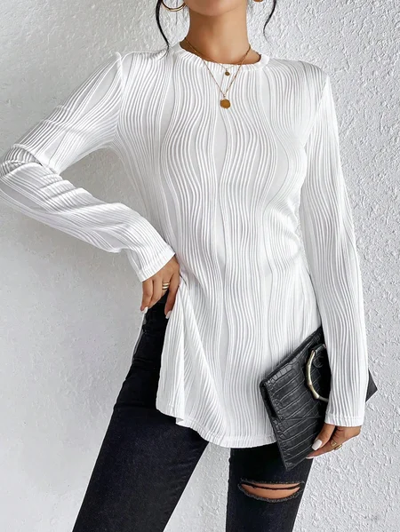 Knitted Plain Casual T-Shirt, White, T-Shirts
Knitted Plain Casual T-Shirt, White, T-Shirts