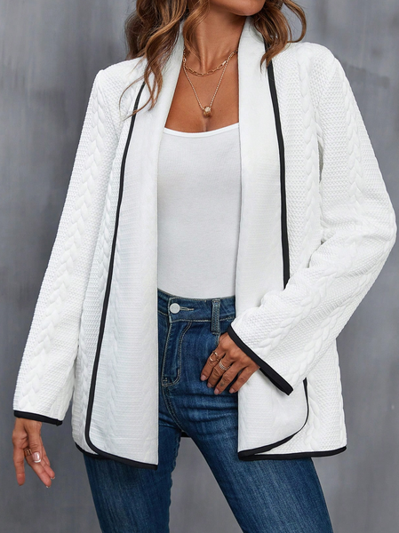 Casual Plaid Kimono, White, Cardigans