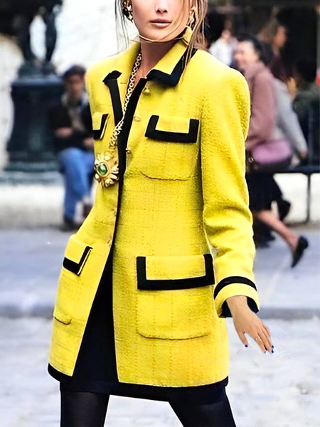 Color Block Urban Regular Fit Jacket, Yellow, Jackets