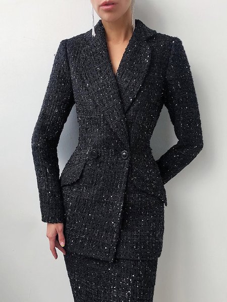 Plain Lapel Collar Regular Fit Urban Blazer, Black, Blazers 
Plain Lapel Collar Regular Fit Urban Blazer, Black, Blazers