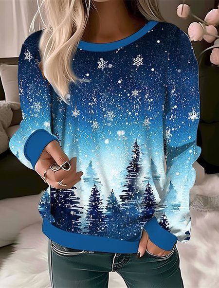 Christmas Tree Casual Sweatshirt, Blue, Sweatshirts & Hoodies