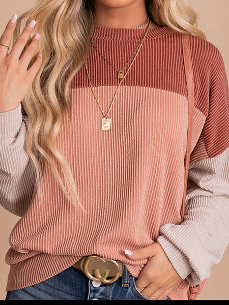 Crew Neck Casual T-Shirt, Pink, T-Shirts
