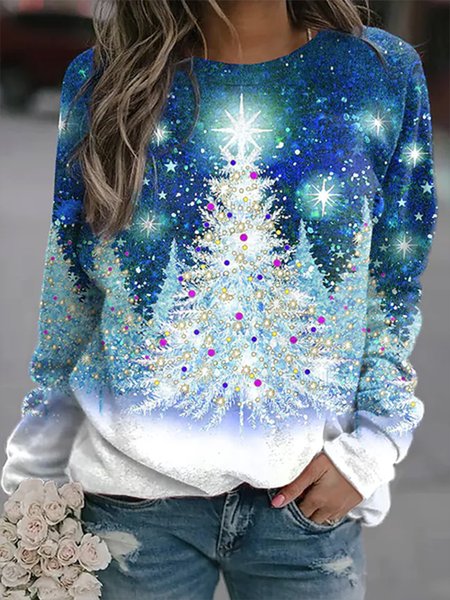 Casual Christmas Tree Cotton-Blend Crew Neck Sweatshirt, Blue, Hoodies&Sweatshirts
Casual Christmas Tree Cotton-Blend Crew Neck Sweatshirt, Blue, Hoodies&Sweatshirts