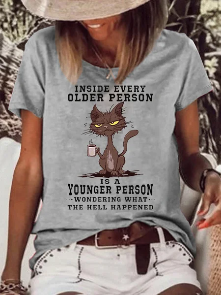 Women's Inside Every Older Person Is A Younger Person Casual Crew Neck T-Shirt, Gray, T-shirts
Women's Inside Every Older Person Is A Younger Person Casual Crew Neck T-Shirt, Gray, T-shirts