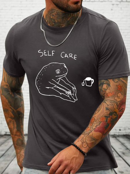 Funny Frog Self Care Cotton Casual Crew Neck Loose T-Shirt, Deep gray, T-shirts
Funny Frog Self Care Cotton Casual Crew Neck Loose T-Shirt, Deep gray, T-shirts