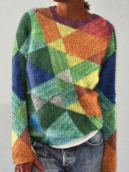 Casual Multicolor Block Sweater, Sweaters