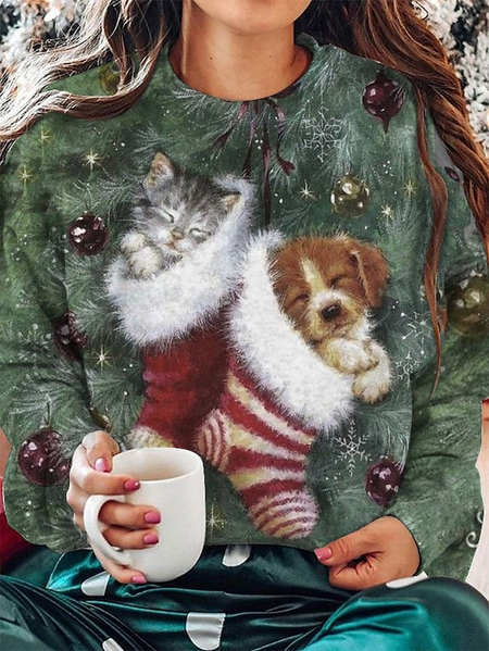 Women Christmas Lovely Animal Print Sweatshirt, Green, Sweatshirts & Hoodies
Women Christmas Lovely Animal Print Sweatshirt, Green, Sweatshirts & Hoodies