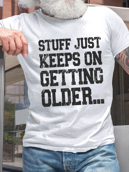 Cotton Stuff Just Keeps On Getting Older Casual Loose T-Shirt, White, T-shirts