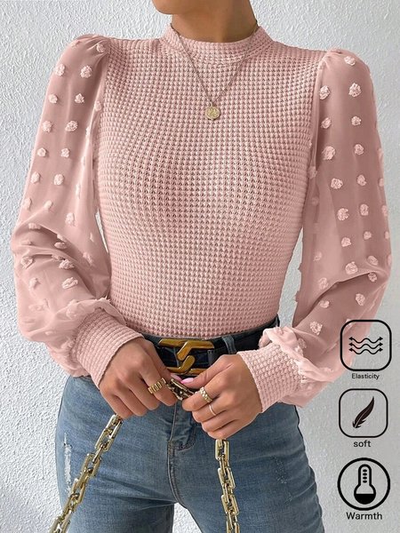 Crew Neck Long Sleeve Plain Lace Regular Micro-Elasticity Loose Shirt For Women, Pink, Blouses
Crew Neck Long Sleeve Plain Lace Regular Micro-Elasticity Loose Shirt For Women, Pink, Blouses