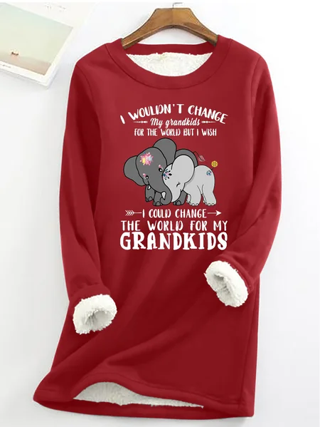 

Women's Funny I Wouldn't Change My Grandkids For The World But I Wish I Could Change The World For My Grandkids Elephants Casual Fleece Sweatshirt, Red, Hoodies&Sweatshirts