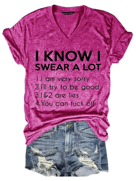 Women's I Know Swear A Lot Loose Cotton-Blend Vintage T-Shirt, Rose red, T-shirts
Women's I Know Swear A Lot Loose Cotton-Blend Vintage T-Shirt, Rose red, T-shirts