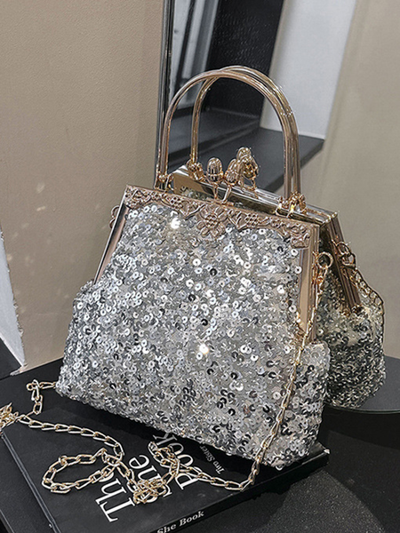 Casual Shoulder Bag, Silver, Bags