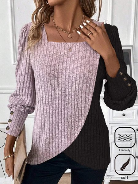 Women's Long Sleeve Tee T-shirt Spring/Fall Plain Buckle Square Neck Daily Going Out Casual Top, Black-pink, T-Shirts
Women's Long Sleeve Tee T-shirt Spring/Fall Plain Buckle Square Neck Daily Going Out Casual Top, Black-pink, T-Shirts