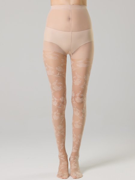 

Rose Jacquard Stockings Tights, Nude, Socks