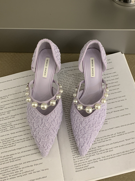 Simple Plain Pu All Season Flat, Purple, Flats