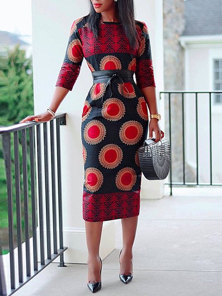 Crew Neck Regular Fit Urban Abstract Graphic Midi Dress With Belt, As picture, Midi Dresses
Crew Neck Regular Fit Urban Abstract Graphic Midi Dress With Belt, As picture, Midi Dresses