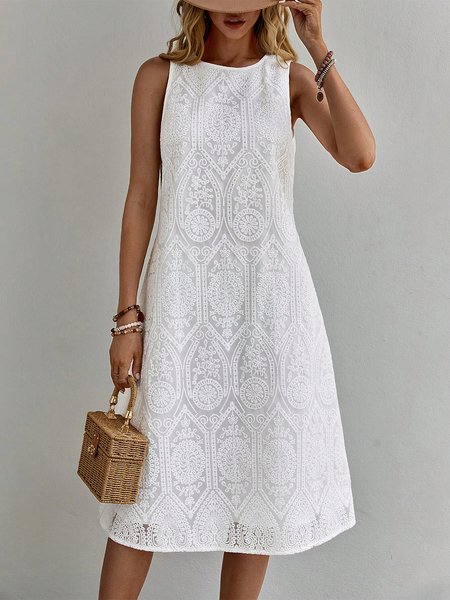 JFN Embroidery Elegant Dress, White, Dresses