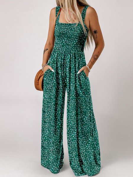 Women Sleeveless Spaghetti Loose Long Daily Boho Small Floral Jumpsuits, Green, Jumpsuits&Rompers
Women Sleeveless Spaghetti Loose Long Daily Boho Small Floral Jumpsuits, Green, Jumpsuits&Rompers