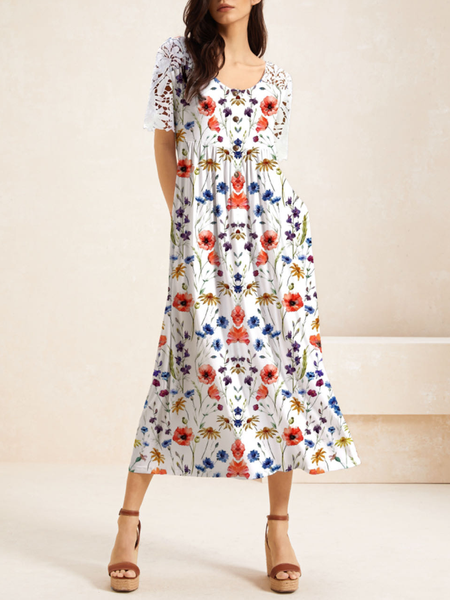 Women Abstract Lace Collar Short Sleeve Comfy Casual Lace Maxi Dress, Flower, Dresses
Women Abstract Lace Collar Short Sleeve Comfy Casual Lace Maxi Dress, Flower, Dresses