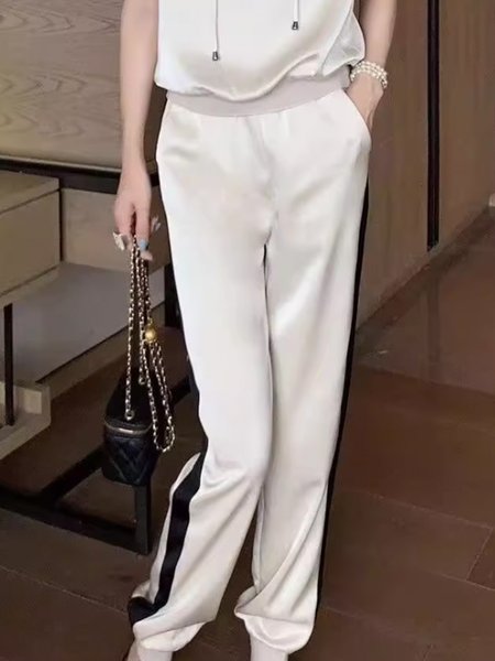 Color Block Satin Casual Regular Fit Fashion Pants, White, Pants
Color Block Satin Casual Regular Fit Fashion Pants, White, Pants