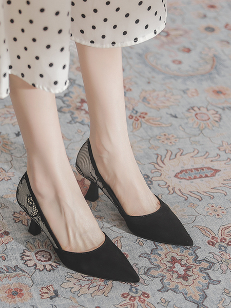 Floral Fleece Casual All Season Flat, Black, Heels