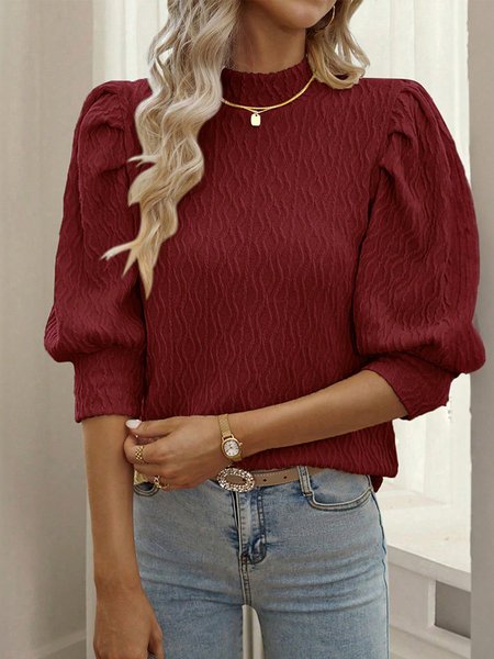 Stand Collar Half Sleeve Plain Regular Micro-Elasticity Loose Shirt For Women, Wine red, Blouses
Stand Collar Half Sleeve Plain Regular Micro-Elasticity Loose Shirt For Women, Wine red, Blouses