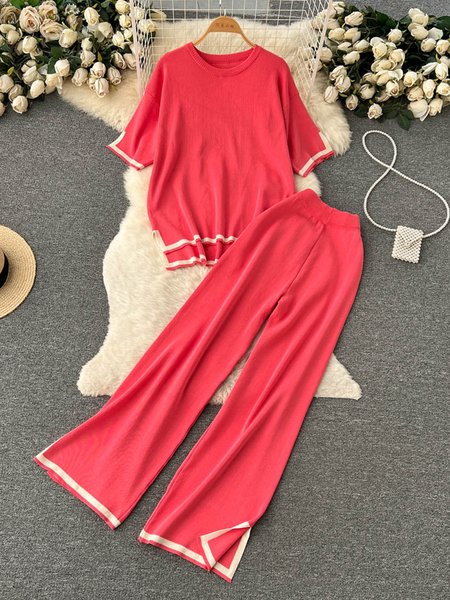 Women Color Block Crew Neck Short Sleeve Comfy Casual Top With Pants Two-Piece Set, Watermelon, Sets
Women Color Block Crew Neck Short Sleeve Comfy Casual Top With Pants Two-Piece Set, Watermelon, Sets