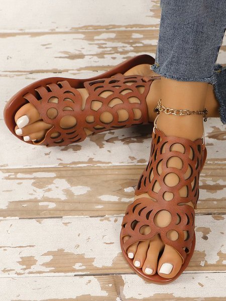

Summer Casual Pu Plain Sandal, Brown, Sandals & Slippers