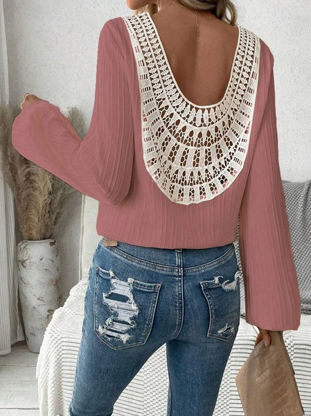 Women's Blouse Textured Fabric Splicing Lace Lantern Sleeve Loose Shirt, Pink, Blouses
Women's Blouse Textured Fabric Splicing Lace Lantern Sleeve Loose Shirt, Pink, Blouses