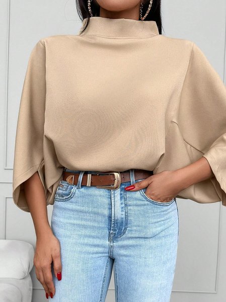 Stand Collar Long Sleeve Plain Regular Regular Fit Shirt For Women, Khaki, Blouses
Stand Collar Long Sleeve Plain Regular Regular Fit Shirt For Women, Khaki, Blouses