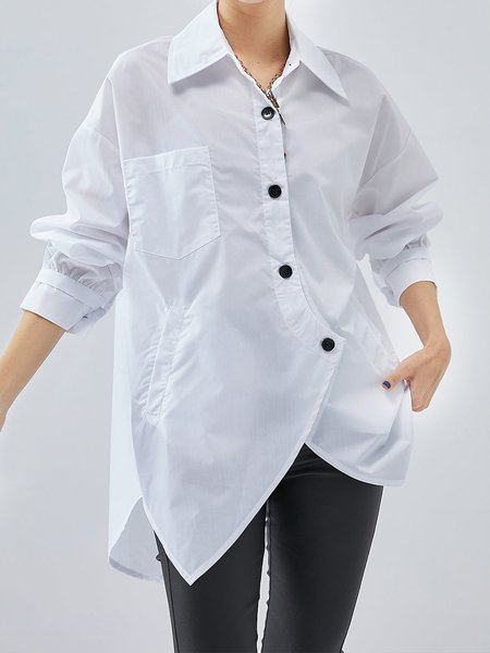Shirt Collar Pocket Stitching Regular Sleeve Casual Loose Shirt, White, Blouses and Shirts
Shirt Collar Pocket Stitching Regular Sleeve Casual Loose Shirt, White, Blouses and Shirts