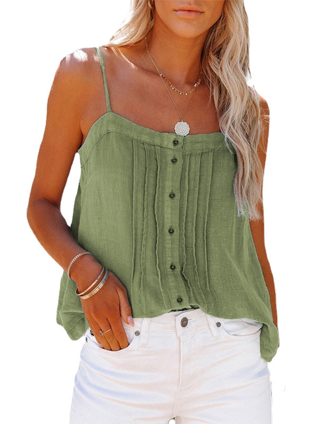 

Plain Crew Neck Casual Cami, Army green, Tank Tops & Camis