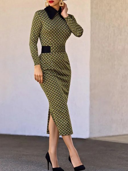 Elegant Geometric Print Regular Fit Long Sleeve Dress, As picture, Midi Dresses
Elegant Geometric Print Regular Fit Long Sleeve Dress, As picture, Midi Dresses
