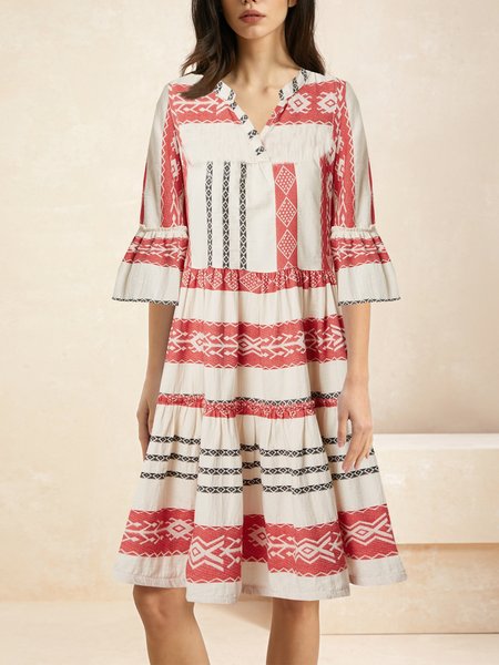 Women Ethnic Shirt Collar Half Sleeve Comfy Vacation Short Dress, Multicolor, Dresses
Women Ethnic Shirt Collar Half Sleeve Comfy Vacation Short Dress, Multicolor, Dresses