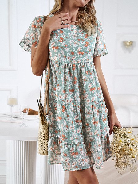 Women Small Floral Crew Neck Short Sleeve Comfy Casual Short Dress, Green, Dresses
Women Small Floral Crew Neck Short Sleeve Comfy Casual Short Dress, Green, Dresses