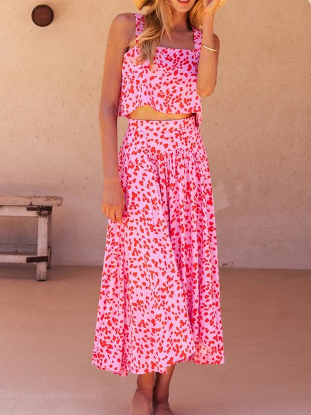Women Geometric Spaghetti Sleeveless Comfy Casual Top With Skirt Two-Piece Set, Pink, Sets
Women Geometric Spaghetti Sleeveless Comfy Casual Top With Skirt Two-Piece Set, Pink, Sets