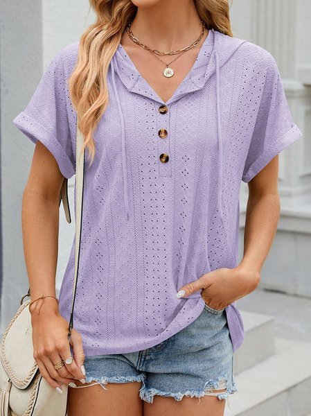 Hoodie Short Sleeve Plain Buckle Regular Micro-Elasticity Loose Shirt For Women, Purple, Blouses
Hoodie Short Sleeve Plain Buckle Regular Micro-Elasticity Loose Shirt For Women, Purple, Blouses