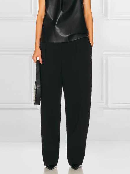 Regular Fit Urban Plain Fashion Pants, Black, Pants