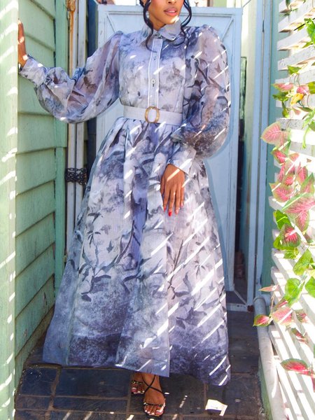 Vacation Abstract Regular Fit Shirt Collar Maxi Dress With Belt, Blue, Maxi Dresses
Vacation Abstract Regular Fit Shirt Collar Maxi Dress With Belt, Blue, Maxi Dresses